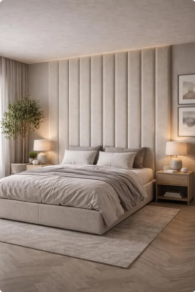 Mur de tête de lit en lames de bois verticales — بديل الشيبورد NovaBard Tanger