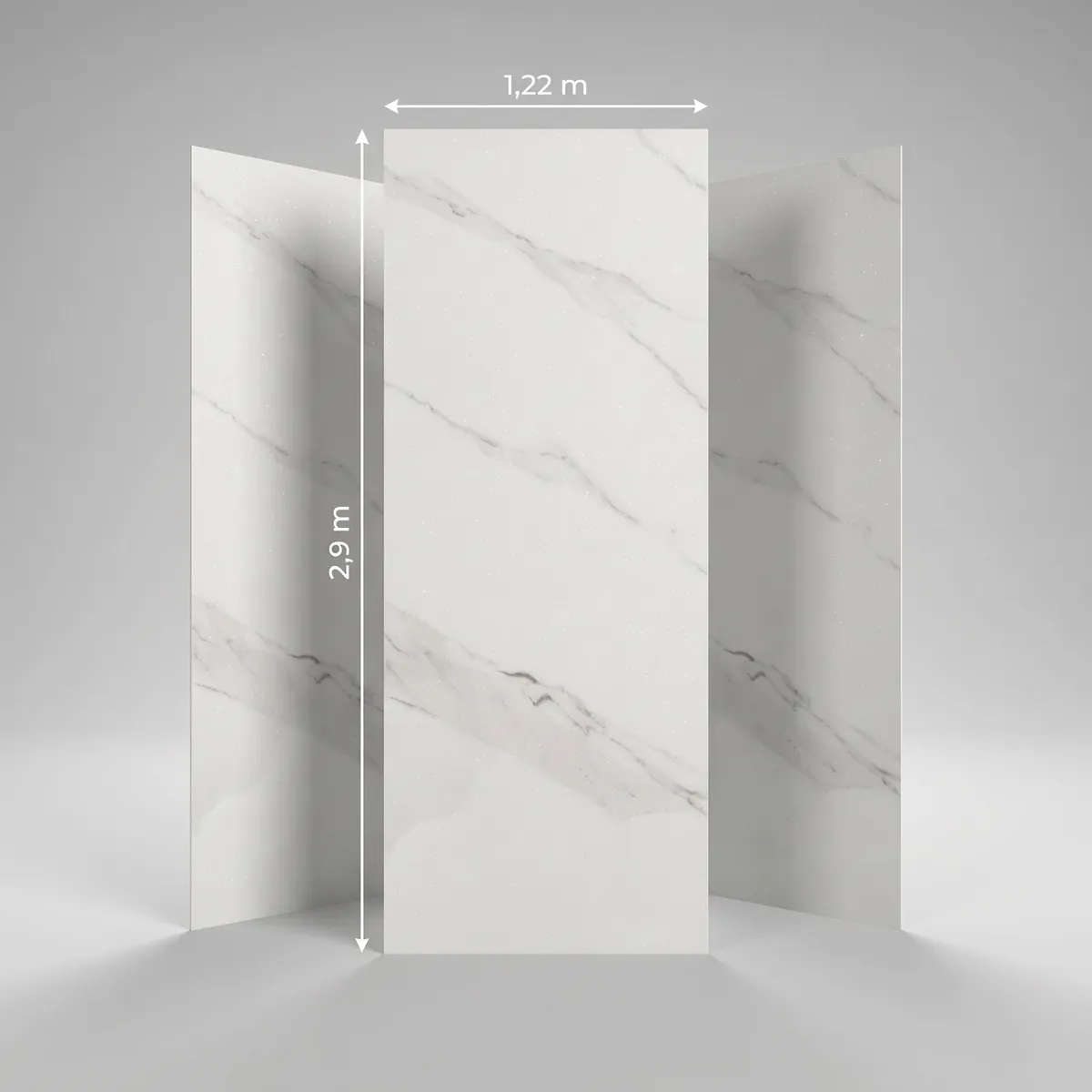 Panneaux PVC effet marbre Calacatta format 1,22 × 2,90 m